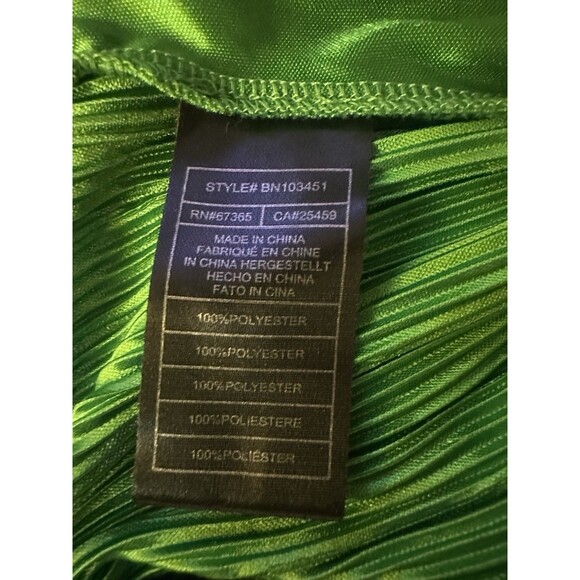 Steve Madden Addy Plisse Green Pleated Wide Leg Pants Elastic Waist L - Picture 7 of 8